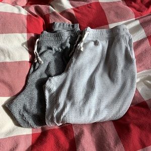 2 pairs AE aerie waffle joggers gray sz xl